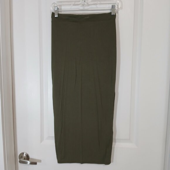 Missguided Jersey Longline Midi Skirt Women's Size 10 Dark Green Stretch Viscose - Picture 2 of 7
